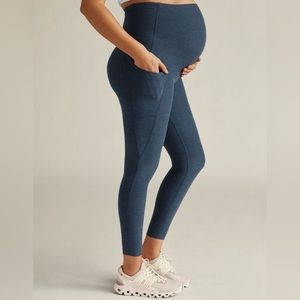 Beyond Yoga Maternity Pocket Midi Legging and Bra Set - Nocturnal Navy
